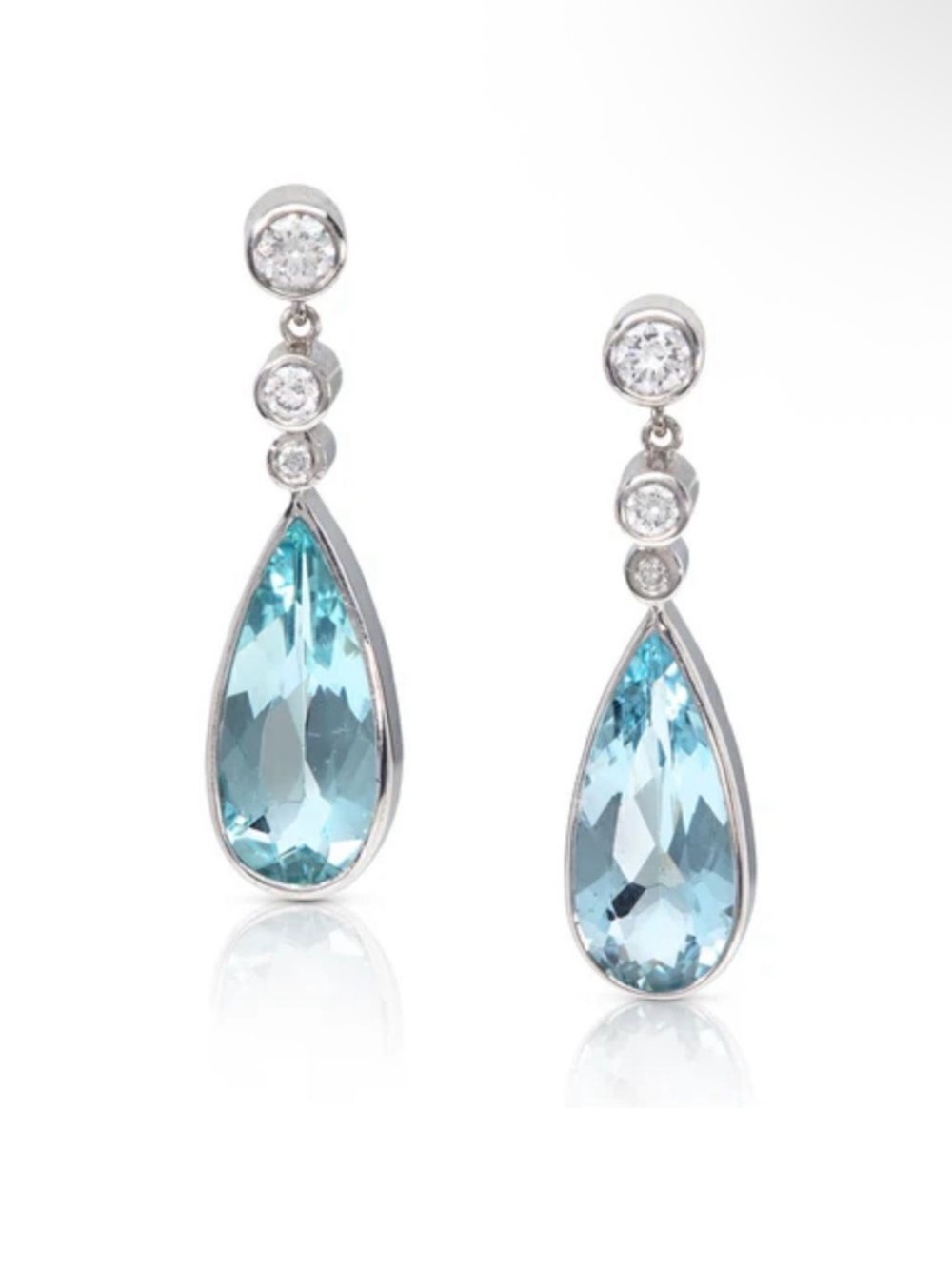 Silver color Blue Teardrop Drop Earrings A76